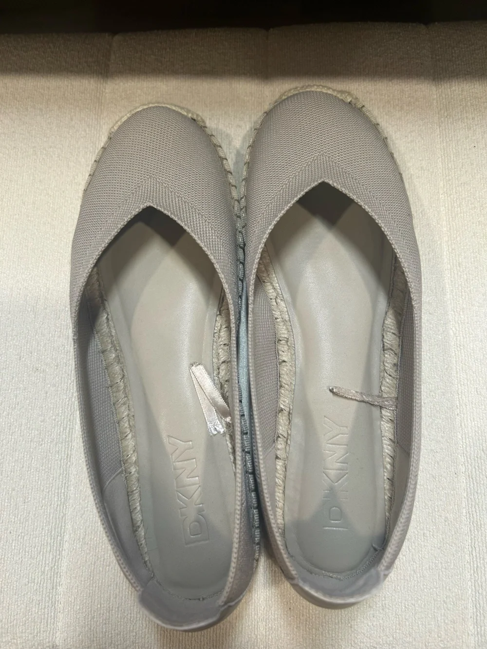 DKNY Taupe Knit Slip-On Espadrille Flats